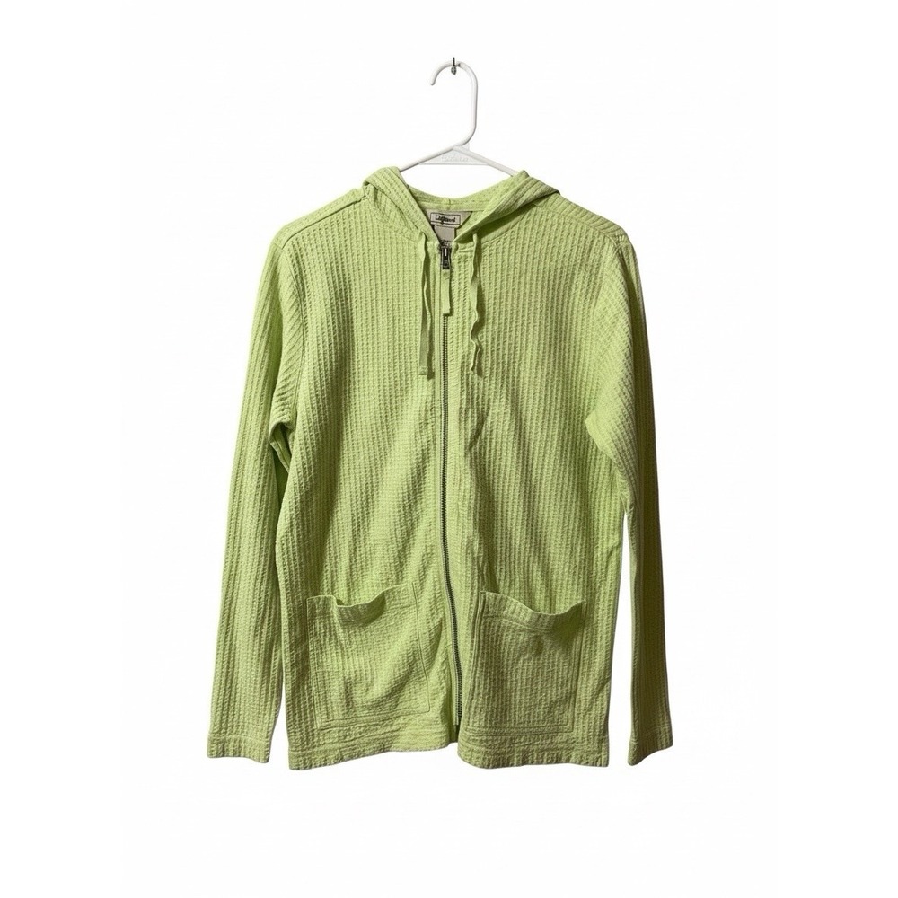 L.L. Bean Women's Cotton Hooded Jacket XS Green Lightweight Zip Front Pockets